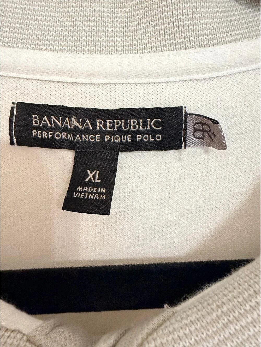 Banana Republic Performance Pique Polo Shirt White Gray Trim Men's XL